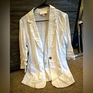 Halston Large white cropped-sleeve blazer